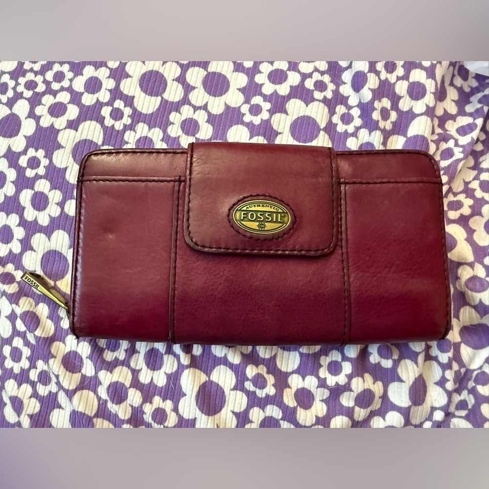 Vintage Fossil Explorer Leather Bifold Clutch Wallet